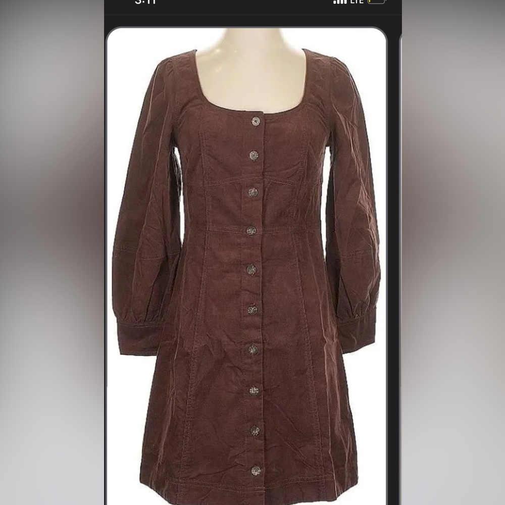 Madewell Brown Corduroy  Button-Down Dress